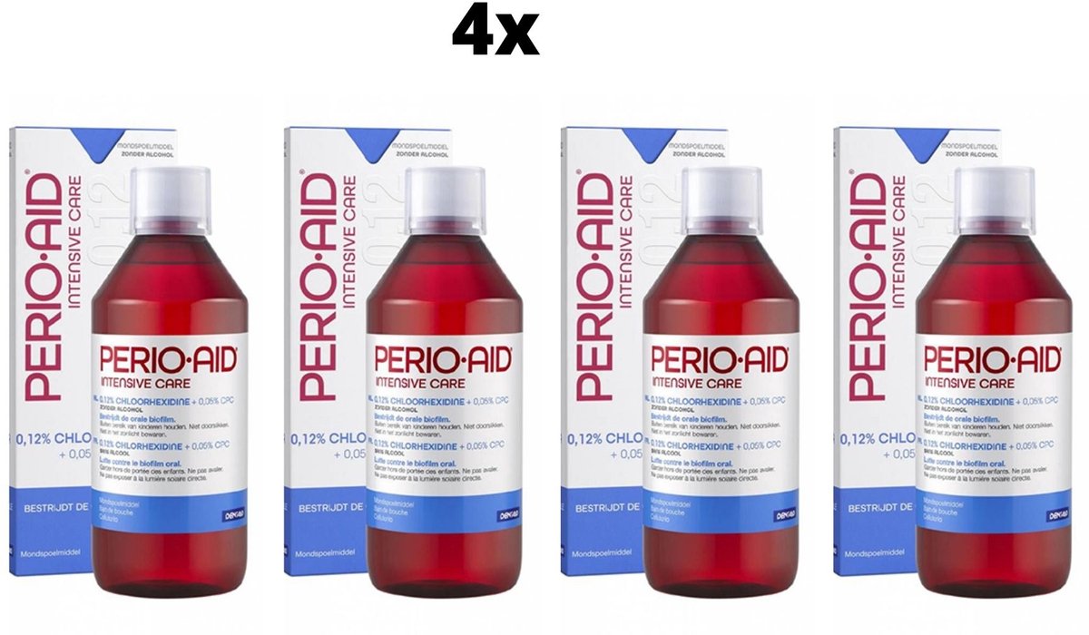 4x PerioAid Mondspoelmiddel 0,12% Intensive Care 500 ml