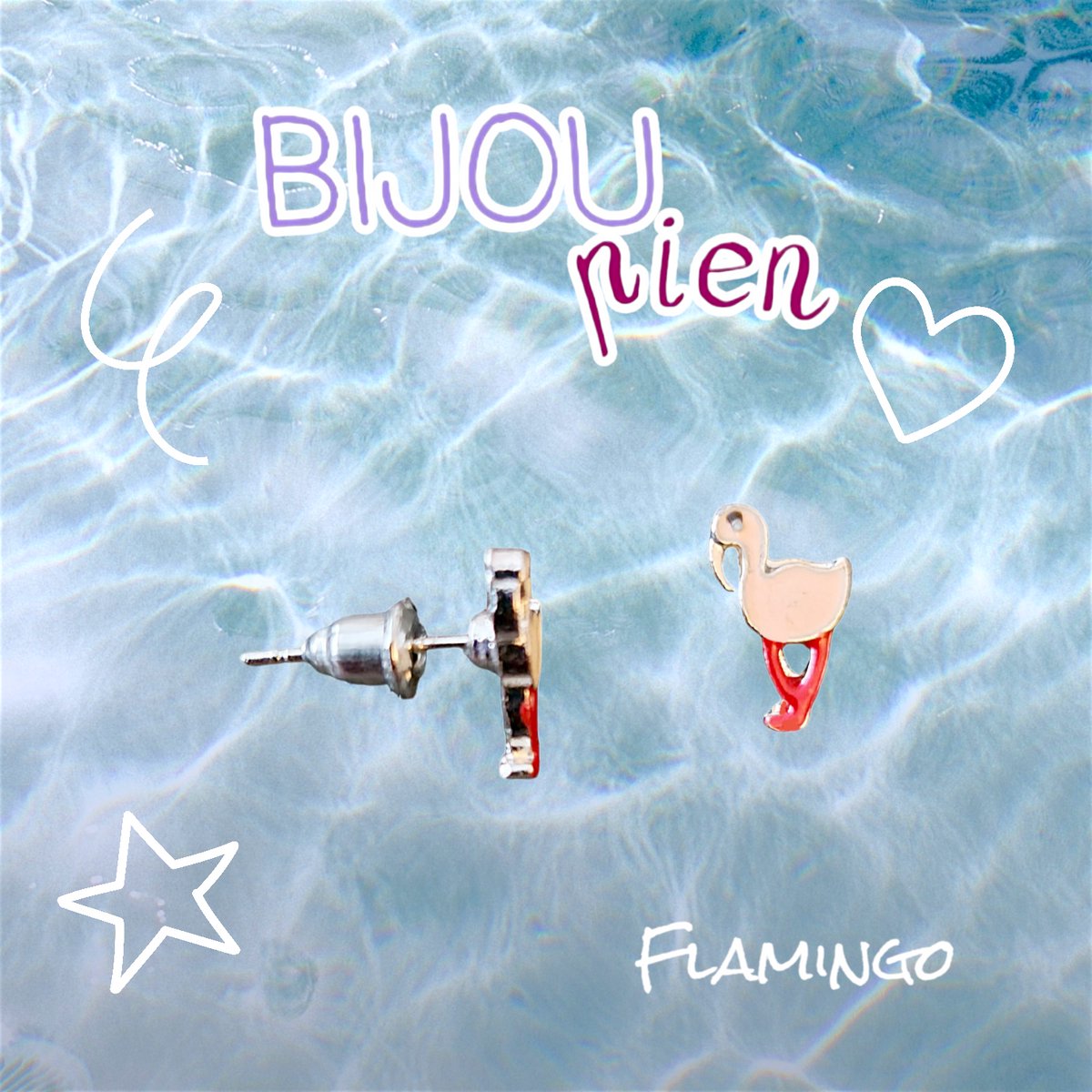 Kids Bijoux - Bijou Pien - Oorstekers Zilver Tone - Flamingo (oud roze / roze) - 9x5 mm - Kinderen jeugd vrouwen - unisex - casual