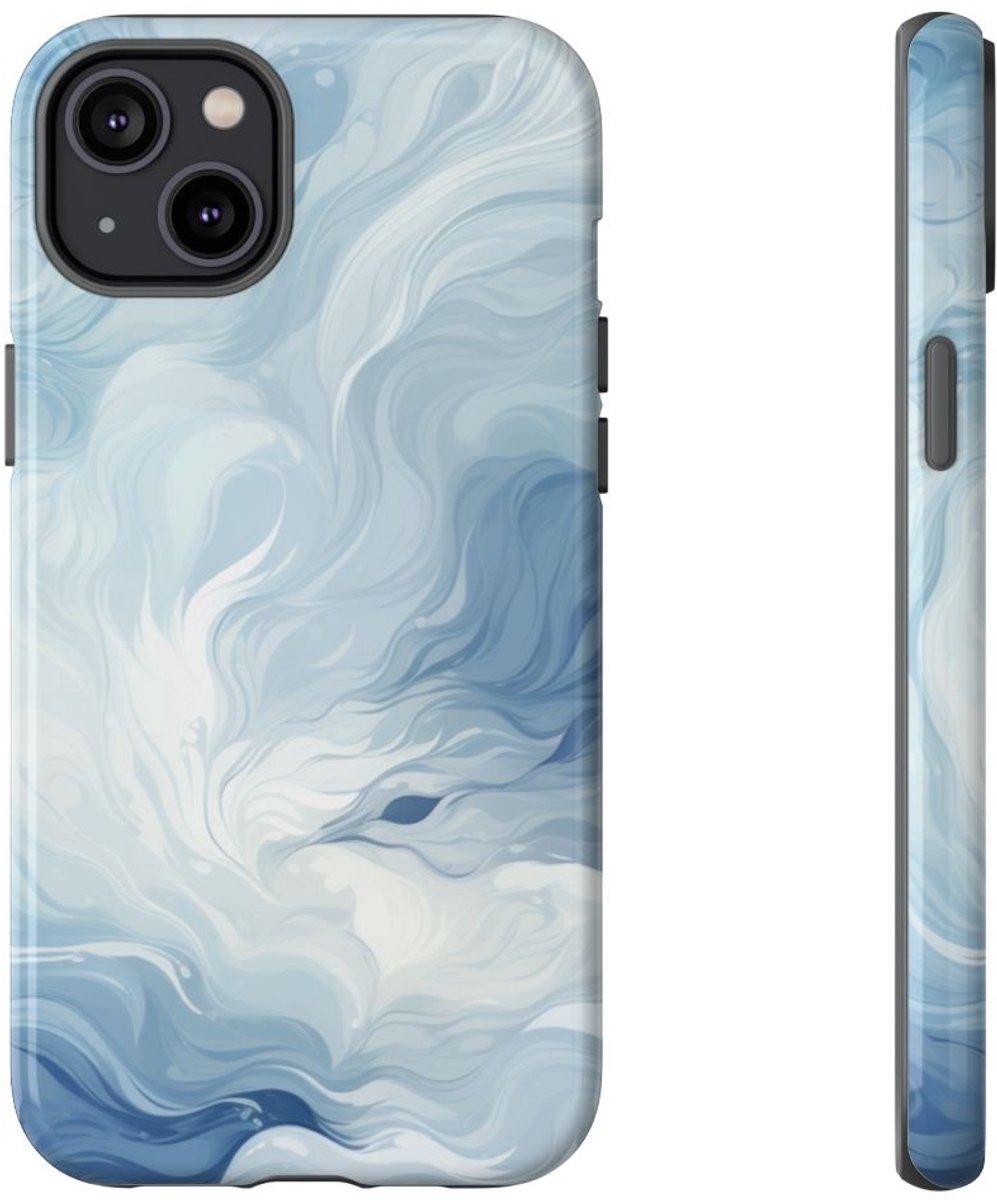 Wervelend IJzig Blauw Abstract Ontwerp – Telefoonhoesje Geschikt voor iPhone 14 Plus