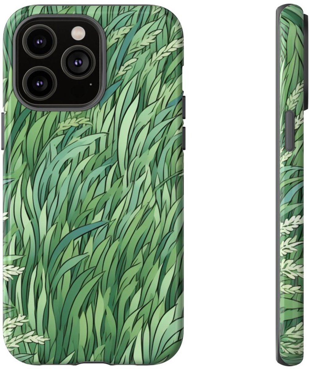 Weelderig Groen Graspatroon – Telefoonhoesje Geschikt voor iPhone 14 Pro Max