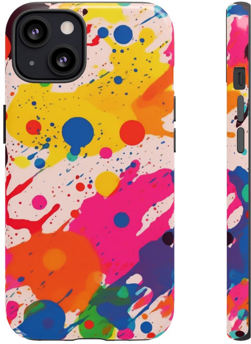Kleurrijke Verfspatten Abstract Patroon – Telefoonhoesje Geschikt voor iPhone 13