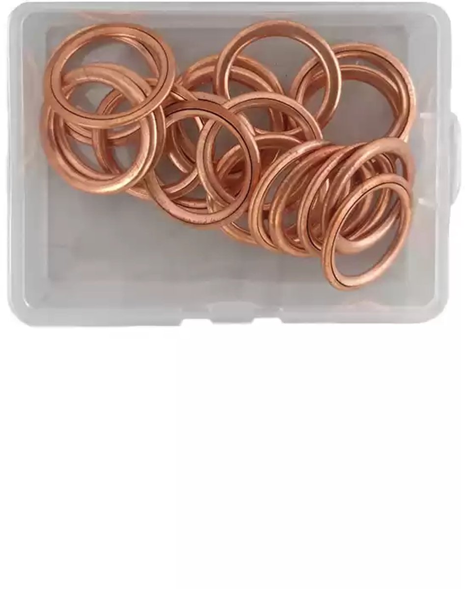 Assortiment gevulde koperen carterplugringen 12mm 20st - FD-1112