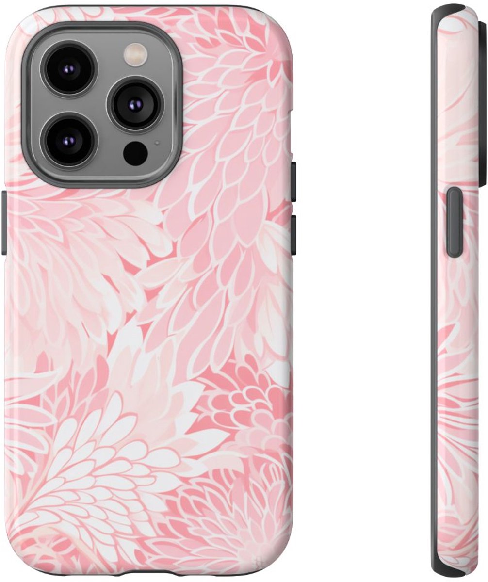 Lichtroze Bloemenpatroon – Telefoonhoesje Geschikt voor iPhone 14 Pro