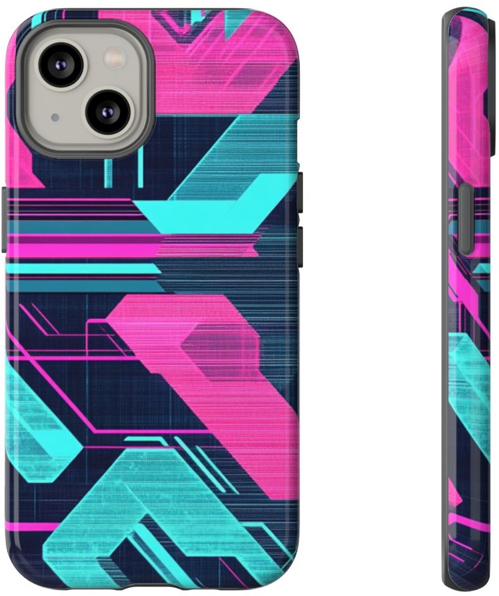 Fel Geometrisch Neonpatroon – Telefoonhoesje Geschikt voor iPhone 14