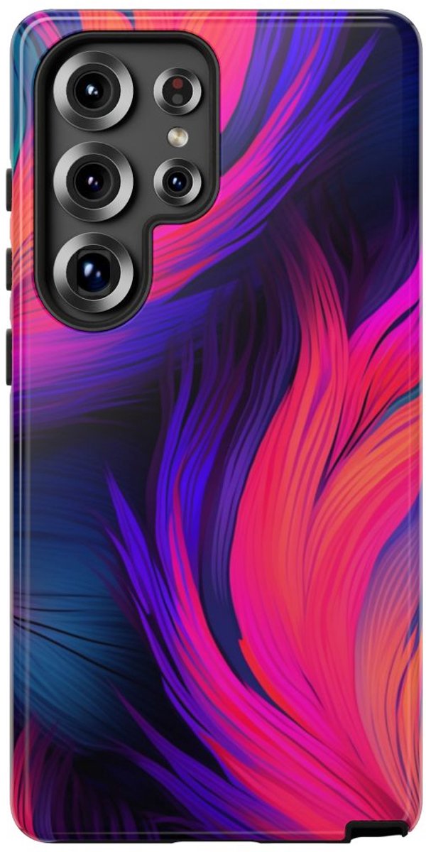 Levendige Neon Abstracte Stroom – Telefoonhoesje Geschikt voor Samsung Galaxy S25 Ultra