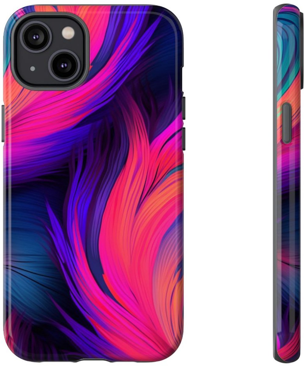 Levendige Neon Abstracte Stroom – Telefoonhoesje Geschikt voor iPhone 14 Plus