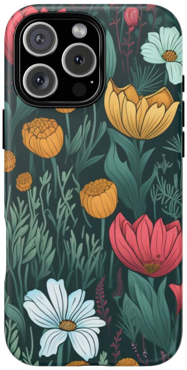 Kleurrijk Bloemenpatroon – Telefoonhoesje Geschikt voor iPhone 16 Pro Max