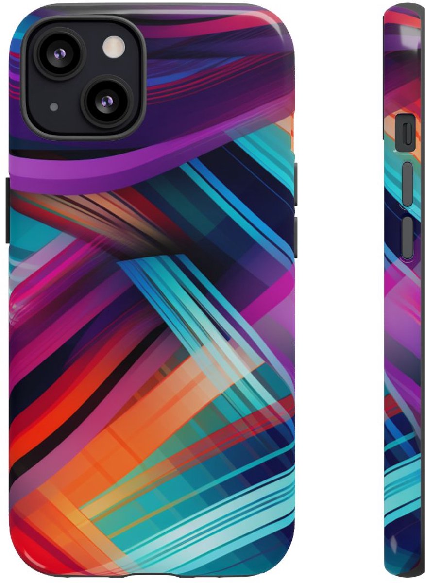 Vrolijk Abstract Gekleurd Golfpatroon – Telefoonhoesje Geschikt voor iPhone 13