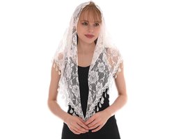 Katholieke MisSluier Wit - Kanten Hoofddoek voor Kerk en Kapel - Devotie Hoofdbedekking voor Eucharistieviering