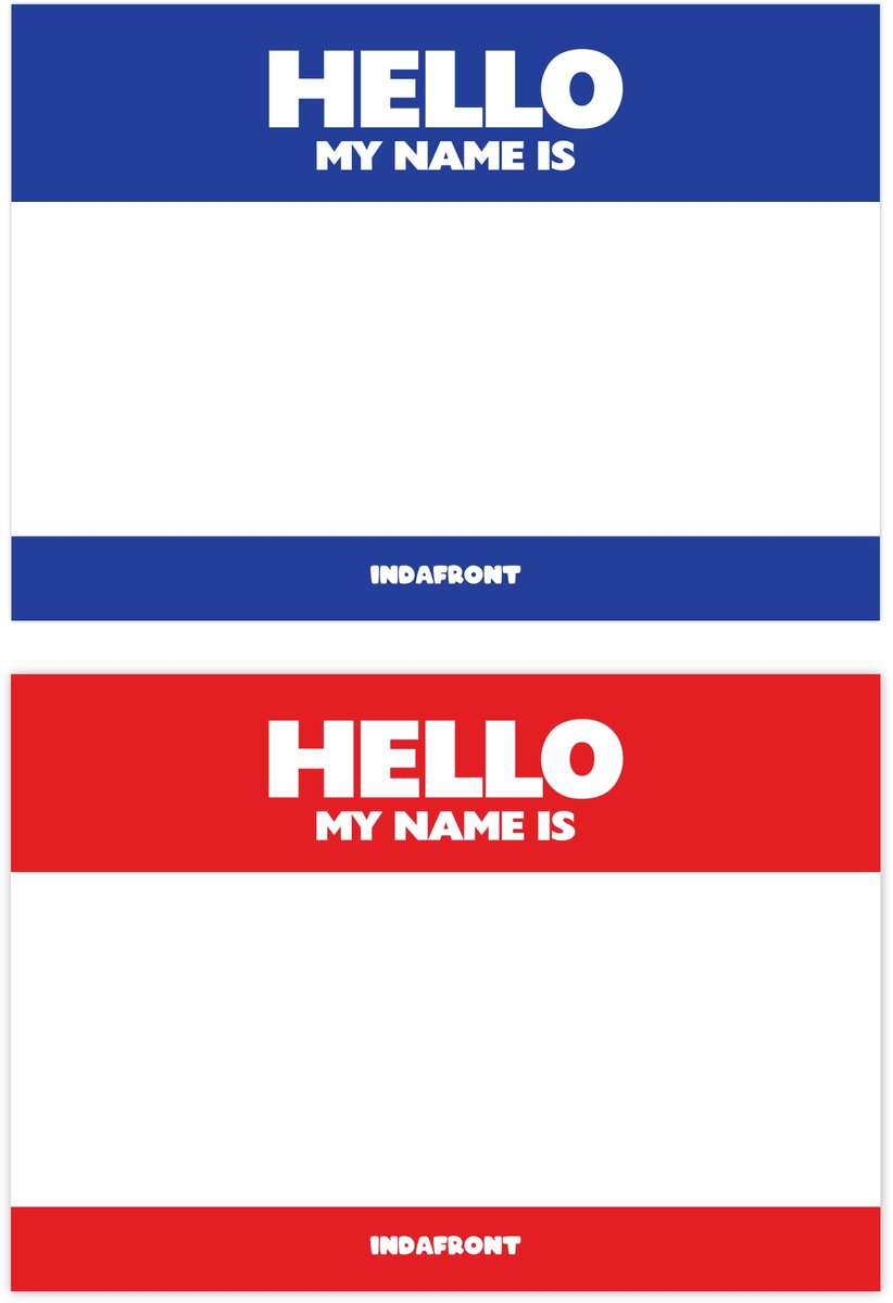 Hello My Name is Stickers Blauw & Rood Vinyl Mix - 50 stuks