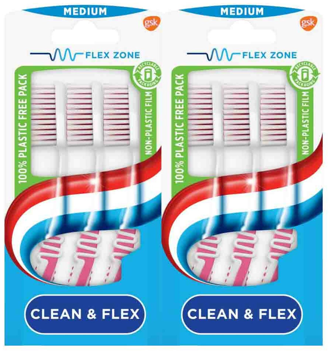 Aquafresh Tandenborstel Clean & Flex Hard - 2 x 3 stuks - Voordeelverpakking