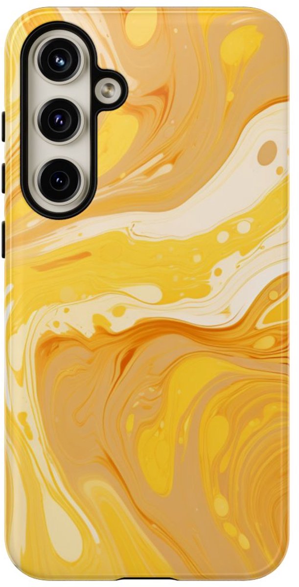 Gouden Gele Abstracte Krullen – Telefoonhoesje Geschikt voor Samsung Galaxy S24 Plus