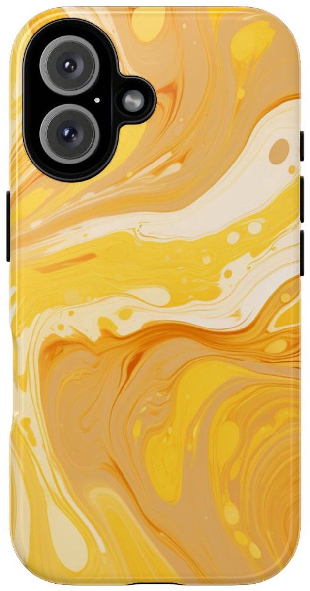 Gouden Gele Abstracte Krullen – Telefoonhoesje Geschikt voor iPhone 16