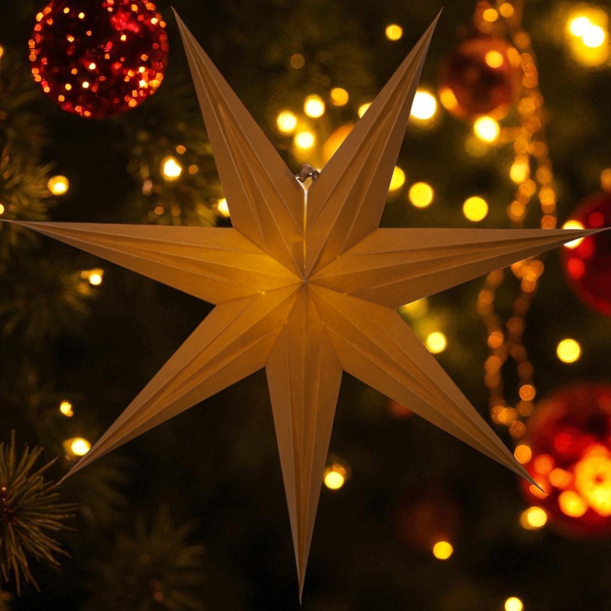 Star Trading Papieren kerstster bruin-terracotta - 60x60 cm - Kerstdecoratie