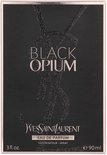 Zwarte flacon met glitterafwerking, 'BLACK OPIUM' in reliëf, YVES SAINT LAURENT EAU DE PARFUM.