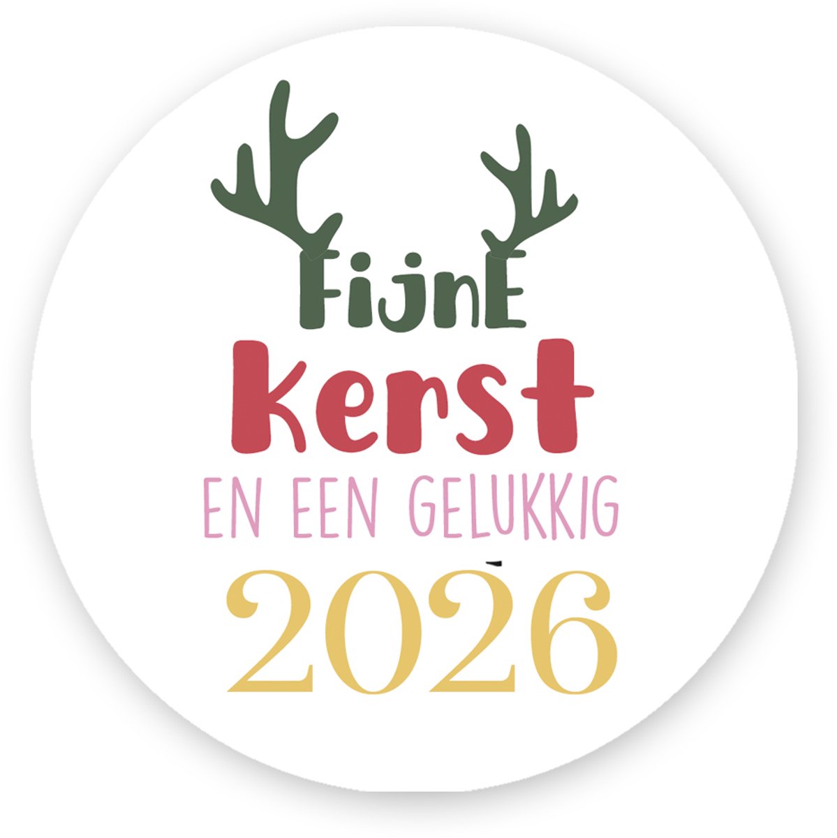 Sluitstickers Kerst – Fijne Kerst & Gelukkig 2026 – Rond – 4 cm – Set van 10 - Pimp Studio
