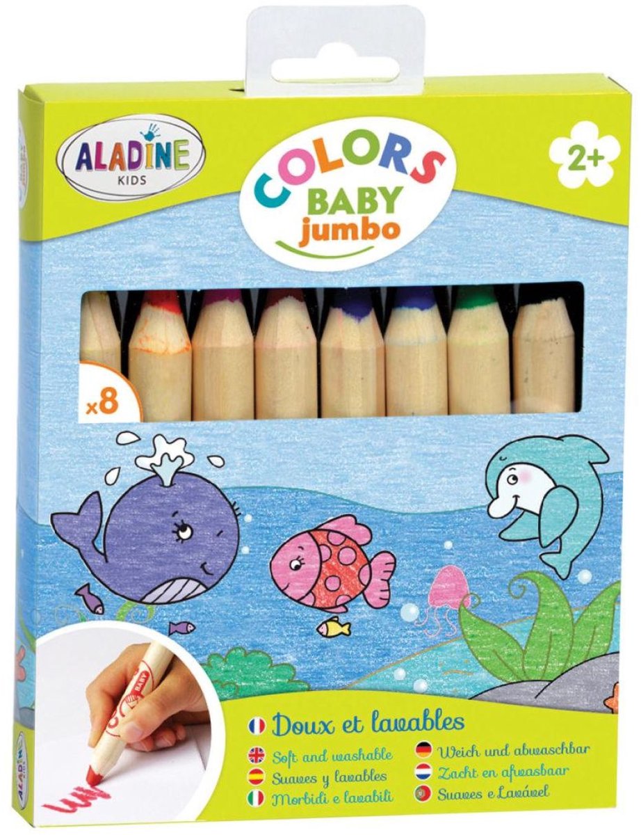 Aladine potloden baby jumbo - zachte afwasbare krijtjes voor kinderen.