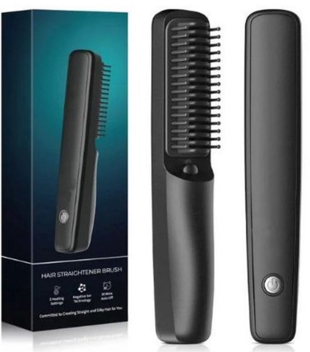 WNHB® Draadloze stijlborstel - USB oplaadbare stijltang voor baard en haar - unisex stylingtool - compact zwart