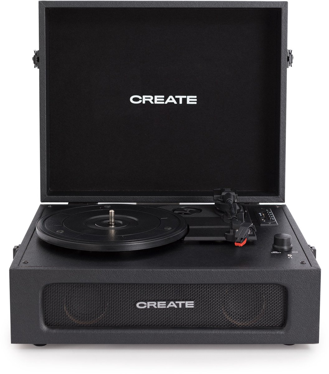 CREATE PLATENSPELER COMPACT - Platenspeler Retro - Bluetooth USB SD MicroSD en Mp3-recorder/speler - Zwart