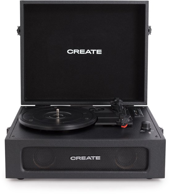 CREATE PLATENSPELER COMPACT - Platenspeler Retro - Bluetooth, USB, SD, MicroSD en Mp3-recorder/speler - Zwart
