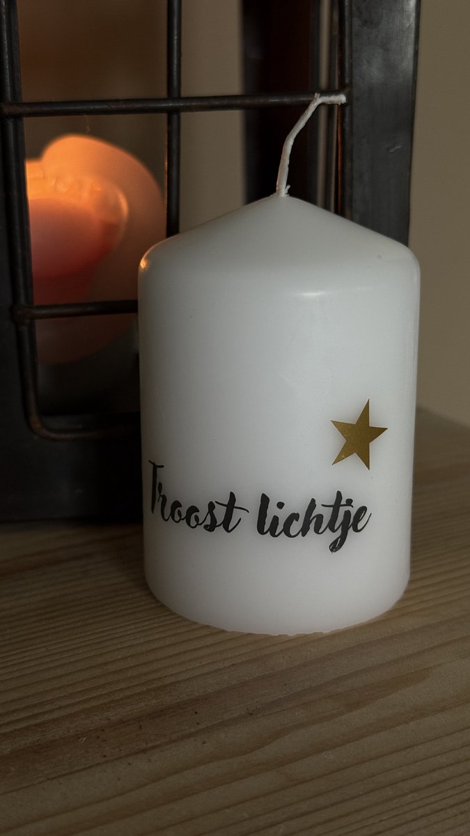 Afscheid & Troost Kaars - Troost Lichtje - Hart onder de riem - Cadeau - Afscheid & Troost AF-TK19-376TL wit met opdruk