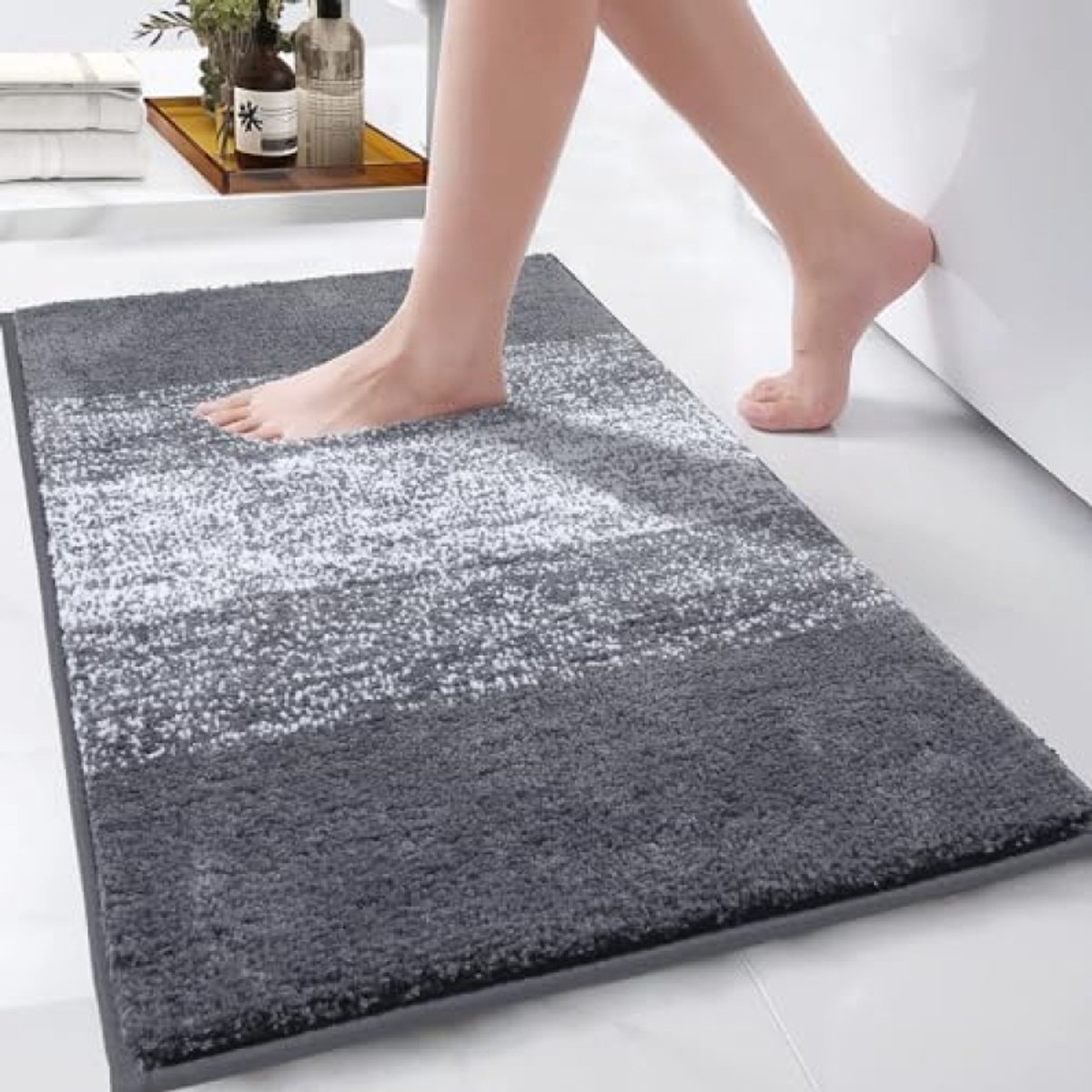 Extra zachte microvezel badkamermat antislip wasbaar badtapijt pluizig waterabsorberend badkamertapijt donkergrijs 60 x 90 cm