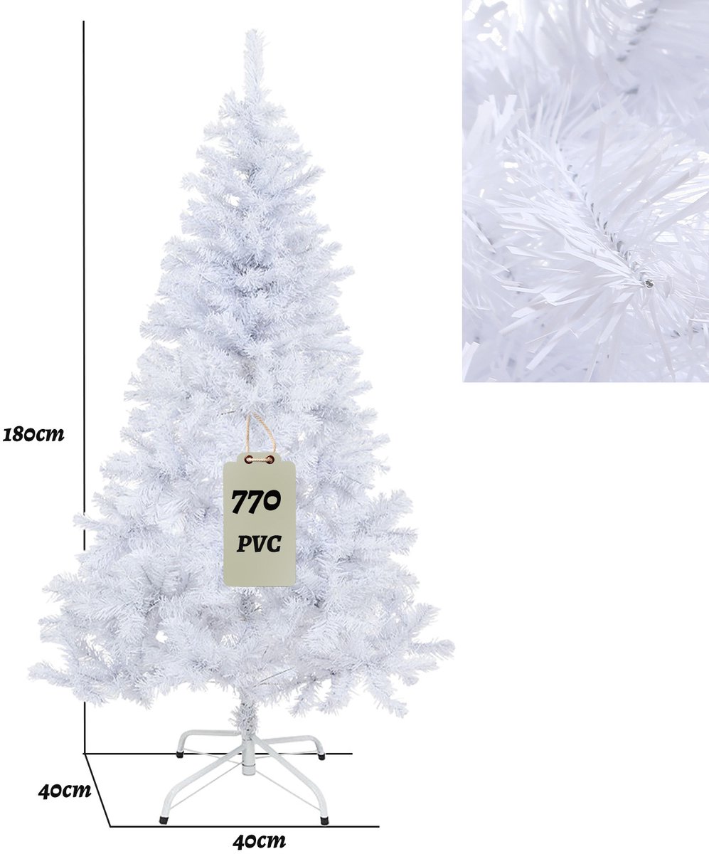 180cm kunstkerstboom, met standaard, kunstboom, kerstboom, pvc-naalden, ideaal voor thuis, kantoor, winkels en hotels, wit – foto 2