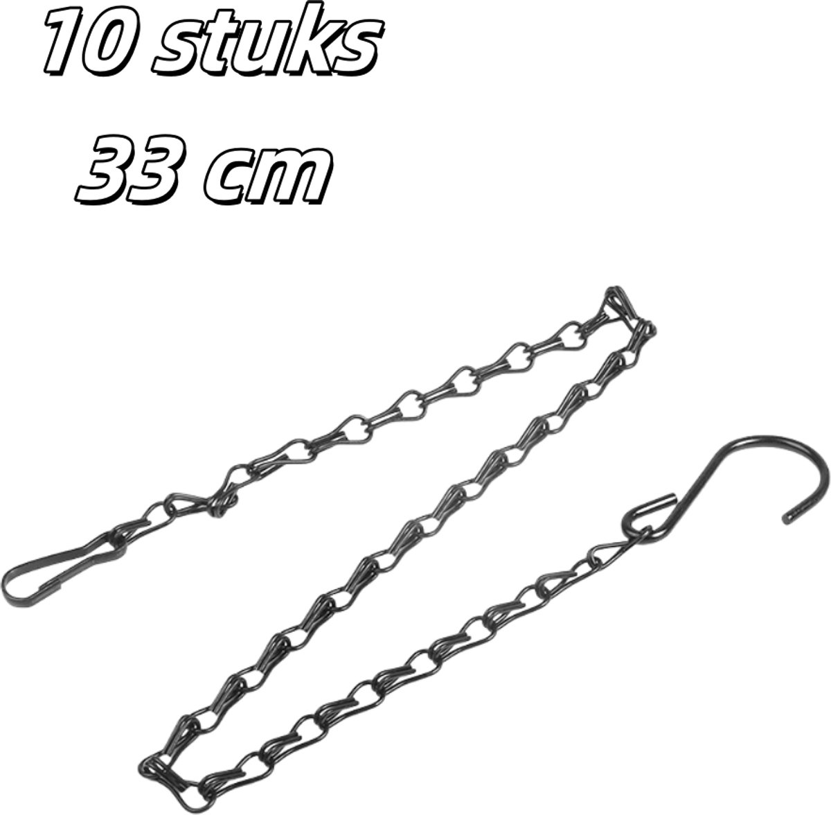10 stuks - IJzeren hangkettingen voor bloempotten - Tuinbenodigdheden - Geschikt voor het ophangen van vogelkooien - 33 cm - Zwart