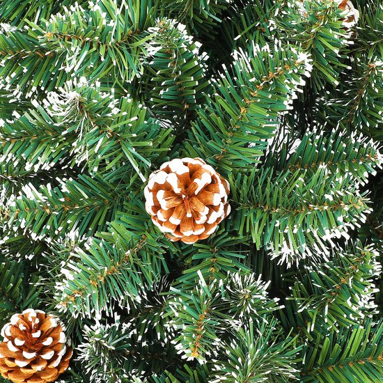 Kerstboom met LED en dennenappels 225 cm PVC en PE groen