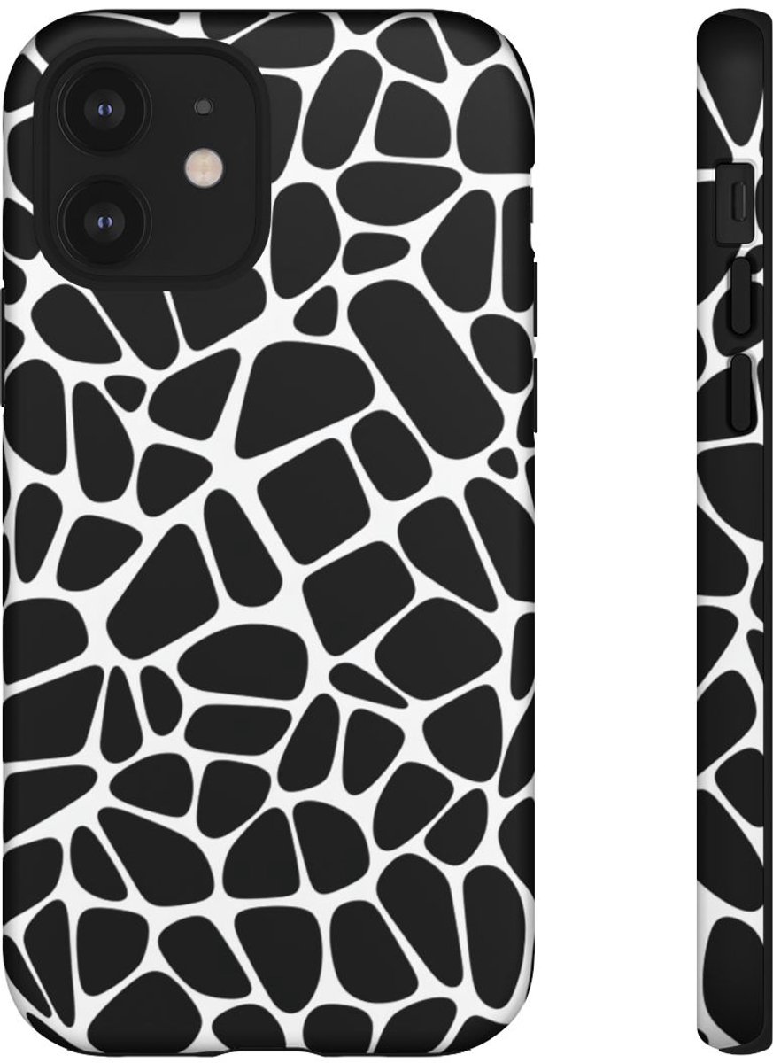 Zwart-Wit Abstract Geometrisch Patroon – Telefoonhoesje Geschikt voor iPhone 12