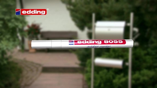 edding 8055 Marqueur d'extérieur - blanc - 1 marqueur peinture - pointe ronde 1-2 mm - très opaque, étanche - marqueur peinture d'extérieur - marquage permanent d'objet, poubelle, jouet d'enfant