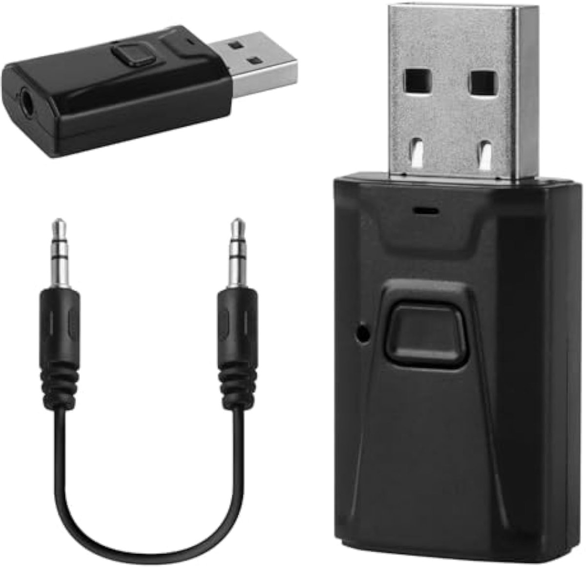 Bluetooth-adapter, Bluetooth USB 5., 4-in-1 Bluetooth-ontvanger, mini-USB Bluetooth-zender en -ontvanger plug-and-play voor pc, laptop, headset, auto