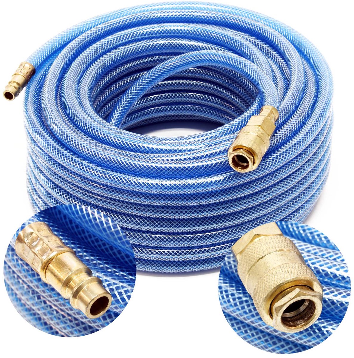 Borg luchtslang 20 meter Inclusief koppelingen - slang diameter 12 mm - Max 60 bar - Euro Koppeling - Compressorslang Luchtslang Perslucht Slang