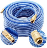 Borg luchtslang 20 meter Inclusief koppelingen - slang diameter 12 mm - Max 60 bar - Euro Koppeling - Compressorslang Luchtslang Perslucht Slang
