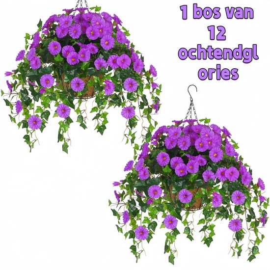 1 bouquet - 12 pétunias - extérieur - plante artificielle suspendue - pour urnes, porche, décoration et plus - violet