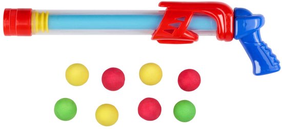 Eddy Toys Power Popper & Water Gun 2 in 1 - Met 8 Foam Balls - Power Popper en Waterpistool - Waterspeelgoed voor Buiten - Rood en Blauw