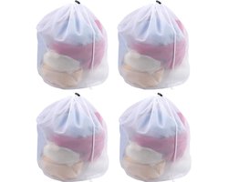 4 stuks wasnetzak met trekkoord, herbruikbare fijnmazige waszak voor in de wasmachine, blouse, ondergoed en sokken, 50x60cm