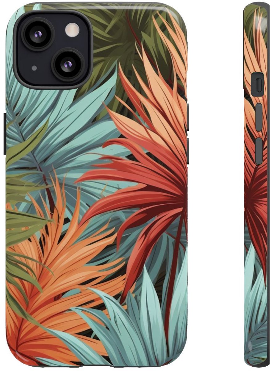 Kleurrijk Tropisch Palmbladerenpatroon – Telefoonhoesje Geschikt voor iPhone 13