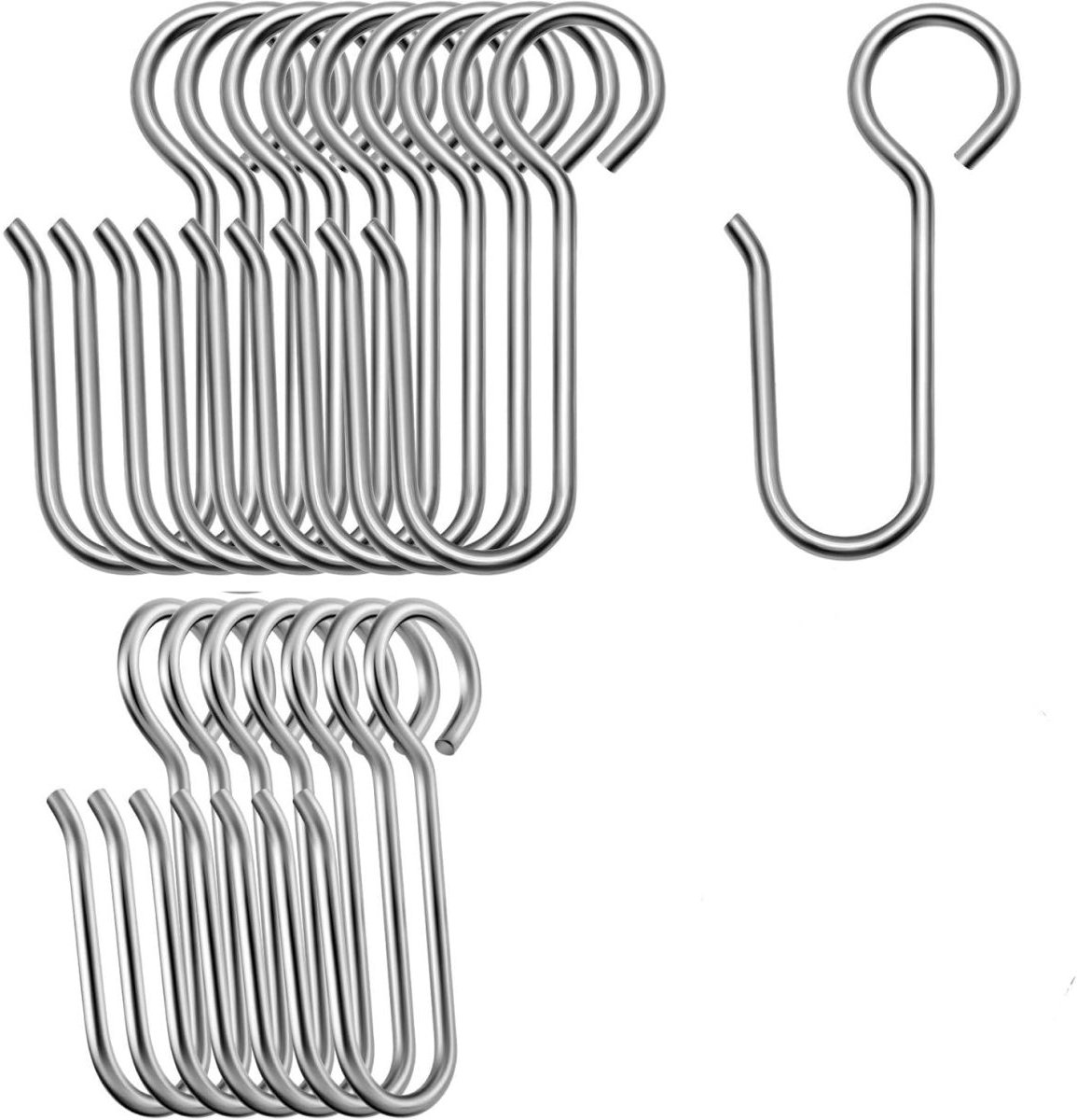 40 Stuks Gordijnhaken van Metaal – S-Vorm Ringen en Glijdhaken voor Gordijnen, Ramen, Deuren en Badkamer – Stevig en Duurzaam – 35 x 18 mm