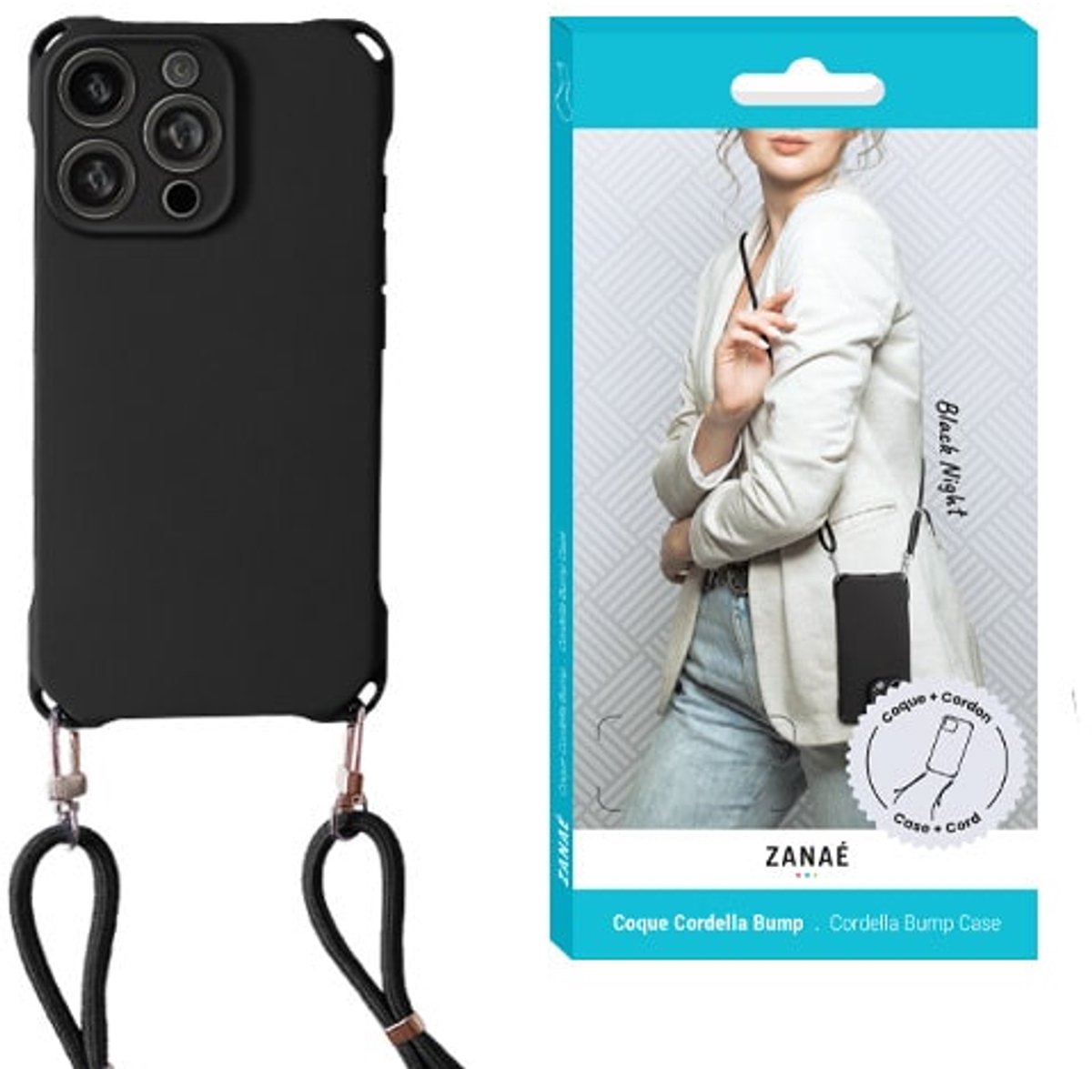 Zanae – Backcover iPhone 16 Pro – Cordella Bump – Zwart