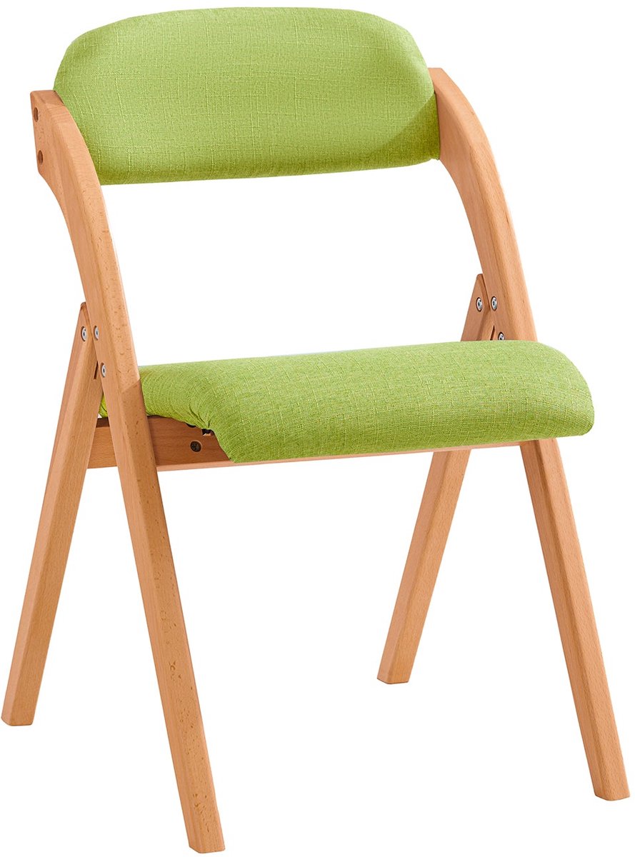SoBuy Houten Klapstoel met Gestoffeerd Zitkussen, Bureaustoel, Eetkamerstoel, Natuur/Groen, 47.5x77x59 cm, FST92-GR - voor eetkamer, balkon of kantoor