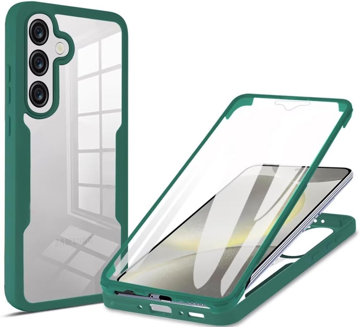 Zandarix Geschikt voor Oppo Reno 14 - Ingebouwde Screenprotector - 360 Graden - Back Cover Hoesje - Groen