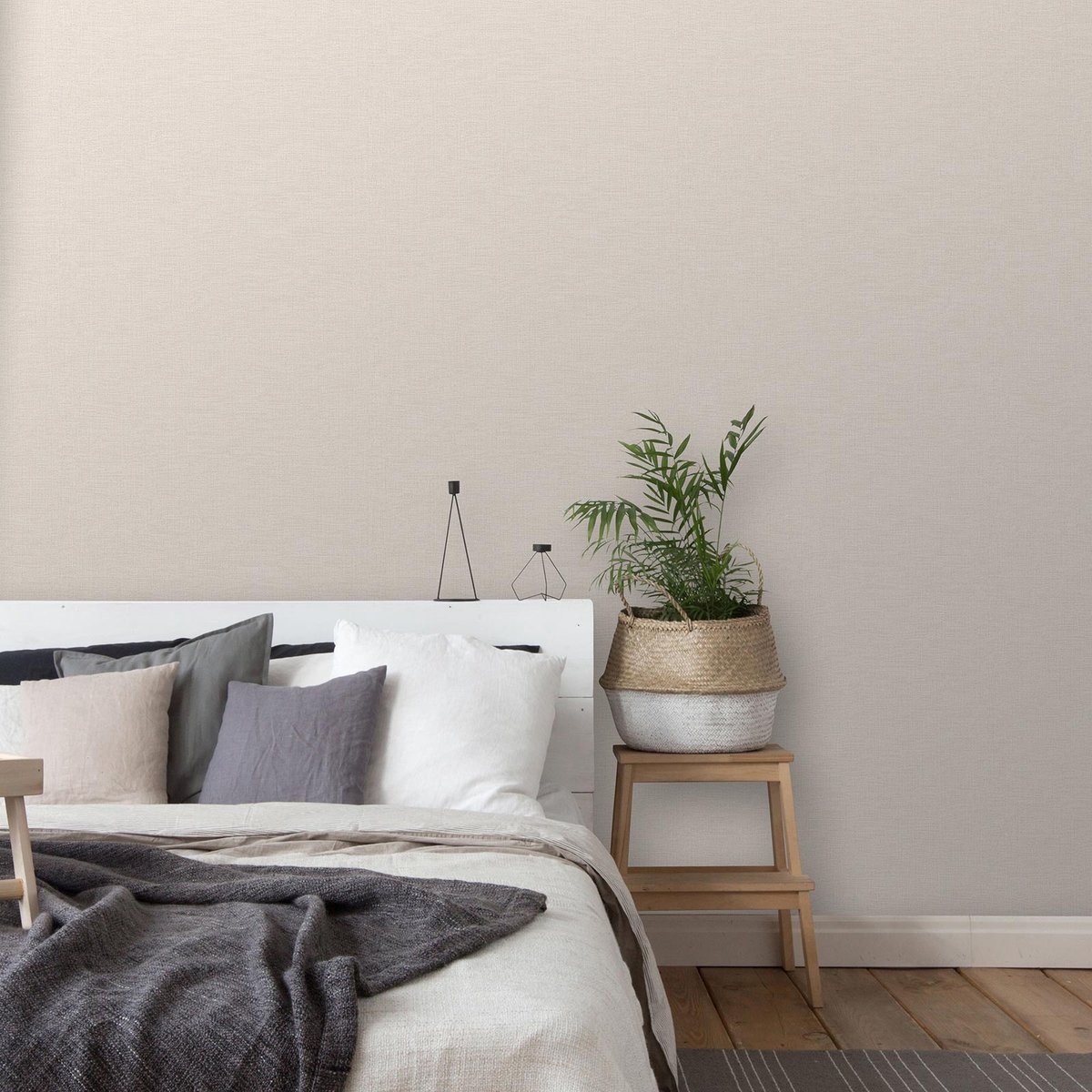 Effen behang beige met linnen, Vliesbehang textielstructuur van hoge kwaliteit 10215-02, Ideaal voor slaapkamer en woonkamer 1021502, BRICOFLOR.nl