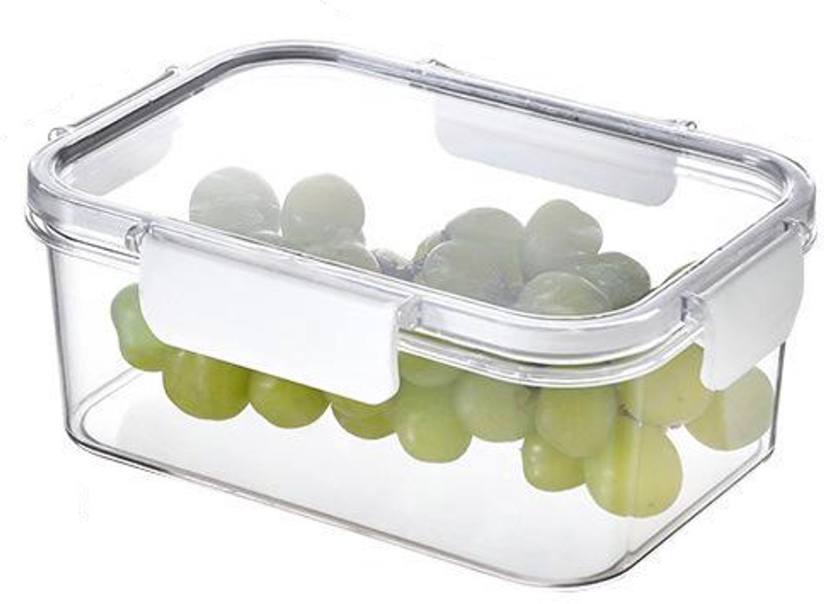 Crrynuo - Versterkte Dichtende Voedselpotten - Opbergboxen - Food-Grade PET - Voor Koelkast & Bevriezing - Met Deksel Silicone Dichting-1100ML-Wit