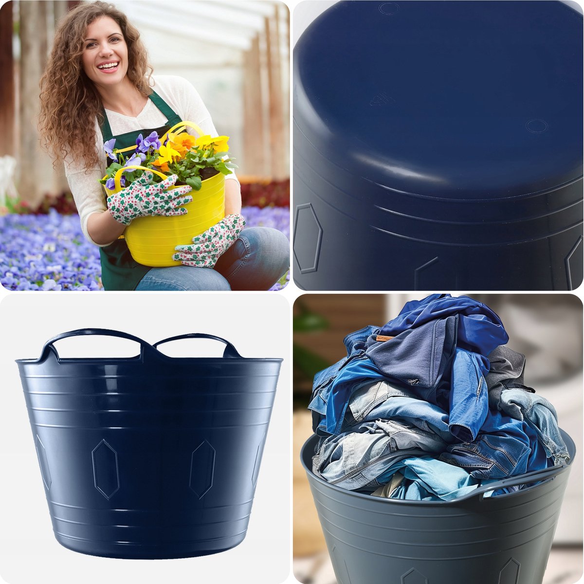 KADAX Flexibele mand Universele wasbak 15L marineblauw