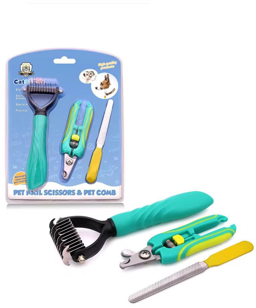 3-in-1 Hondennagelknipper met Veilige Stop – Professionele Nageltrimmer & Verzorgingstool – Anti-Slip Handvat PP+TPR