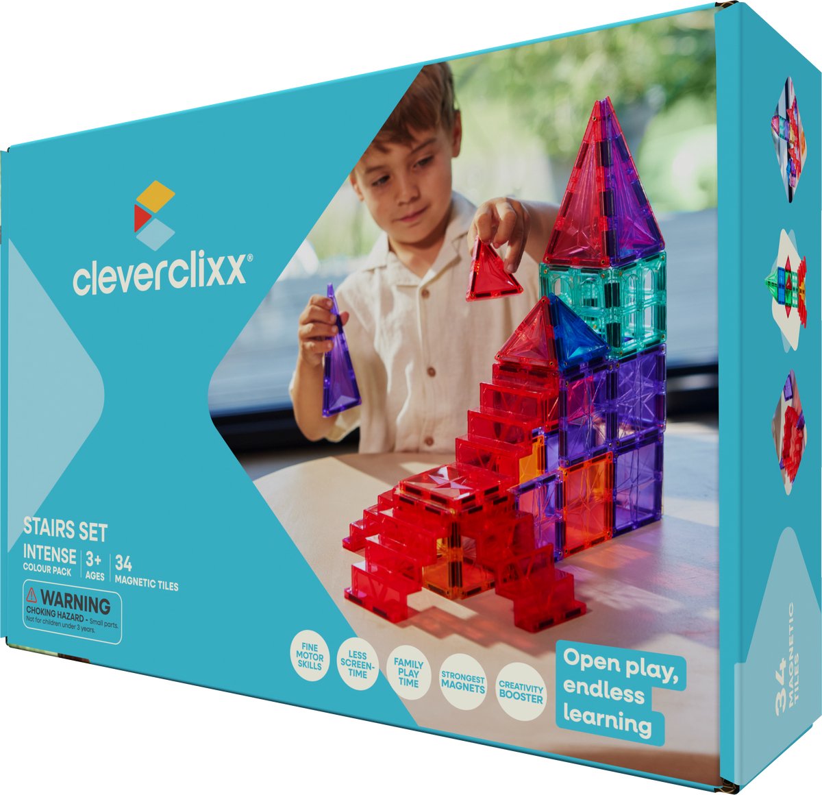 Cleverclixx Stairs Set Intense - 34-delige uitbreidingsset voor bouwwerken - 3+ jaar