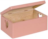 HAUDT® houten kistje EVA mini FRAMBOOS - hartvormige handvatten - met klepdeksel - 30 x 20 x 13 cm - roze
