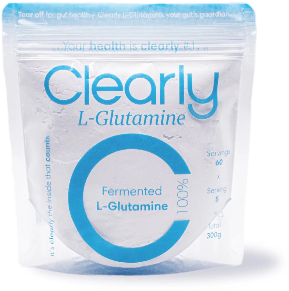 Clearly L-Glutamine – 100% Puur & Plantaardig Gefermenteerd – Aminozuur Glutamine voor Spieren & Herstel - 300 g – 60 Porties
