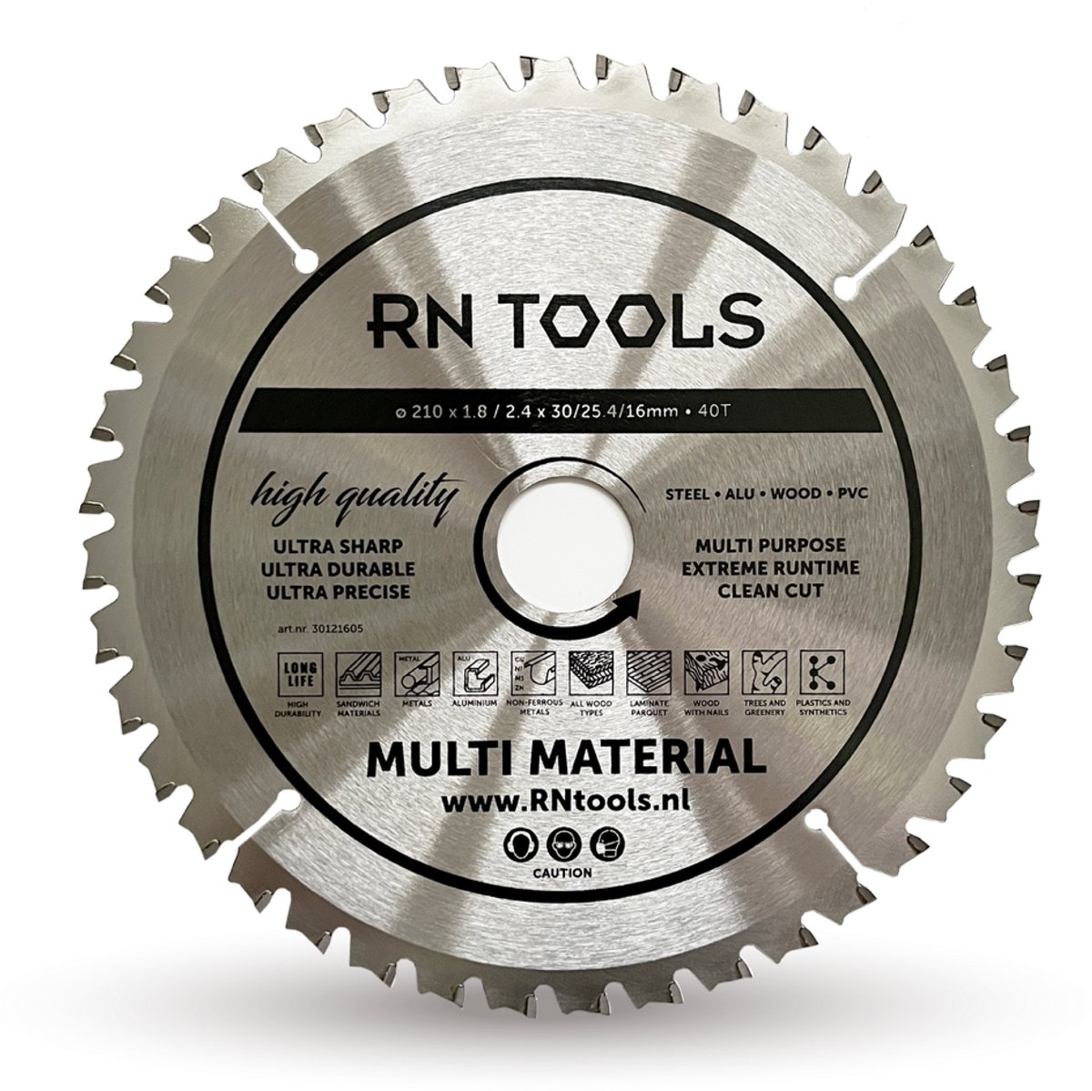 RNtools Cirkelzaagblad Multi Material - 210 mm - 40 tanden - hout, metaal en aluminium (geschikt voor cirkelzaag - afkortzaag - invalzaag)